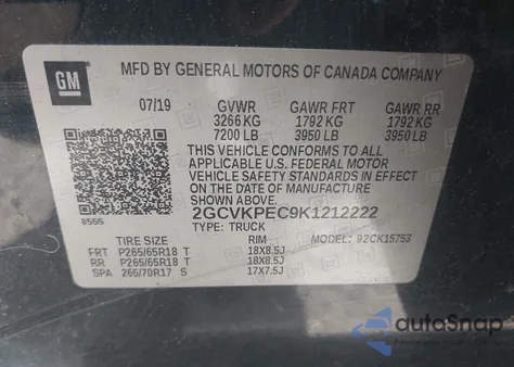 2019 Chevrolet Silverado 1500 Ld Lt from USA, damaged, VIN 2GCVKPEC9K1212222